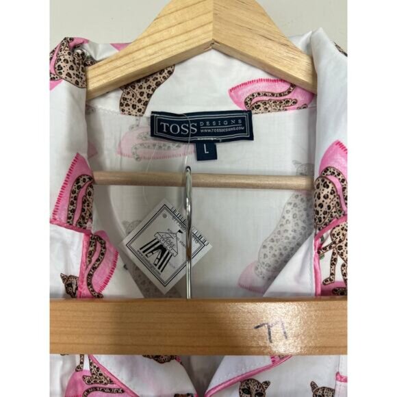 NWT Toss Animal Print Button-Down Pajama Set Short Sleepwear Pink Size: Large - Picture 3 of 6
